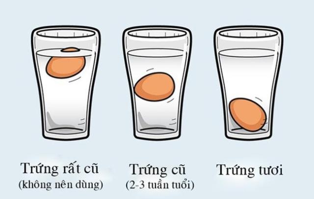 Nếu bạn không xác định được trứng của mình có tươi hay không, hãy đặt chúng vào cái chậu khoảng 10 cm nước. Trứng chìm nghĩa là nó tươi, nếu nổi là đã qua giai đoạn tươi. Và việc của bạn là hãy ăn trước những quả trứng không còn tươi nữa.