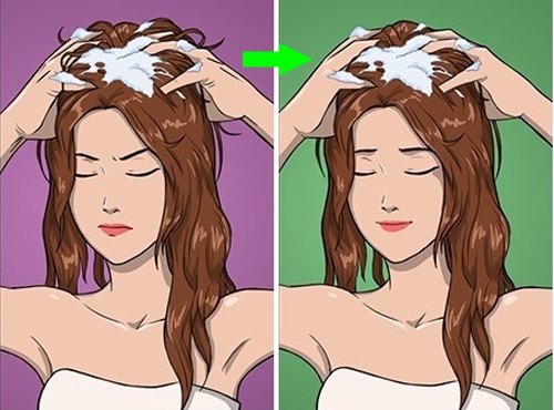 Nên massage tóc nhẹ nhàng chứ đừng chà xát quá mạnh.